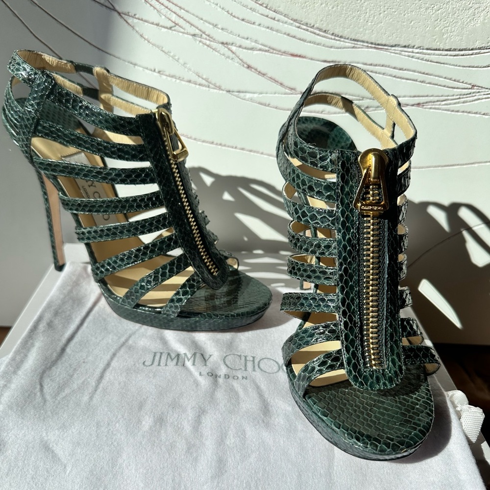 RARE Vintage Jimmy Choo Elephante Runway snakeskin sandals